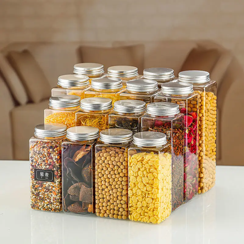 

Sealed plastic food storage box cereal candy Dried jars with lid fridge storageTank Containers Household Items Kitchen Organizer