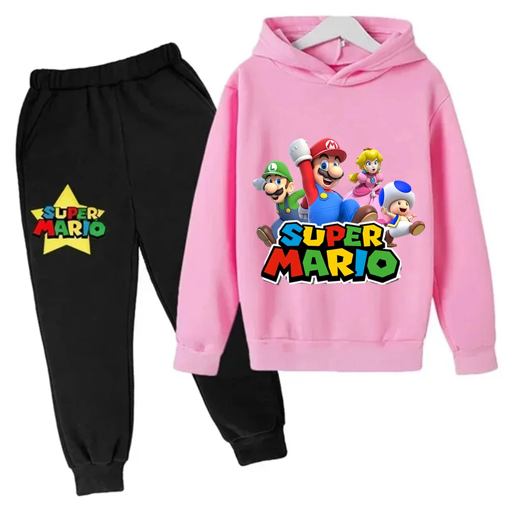 

Children Hoodie Suit Super Mario Bros Spring Autumn Kids Hooded Kids Clothes Children's Fashion Leisure Set Sportswear Sets New
