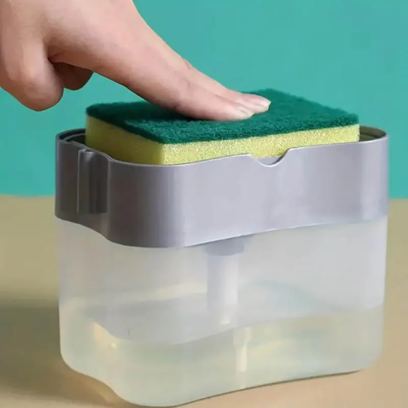 Dish Soap Dispenser for Kitchen,Liquid Soap Dispenser Kitchen Soap Dispenser with Sponge Holder,Sponge Caddy Soap Pump Dispenser
