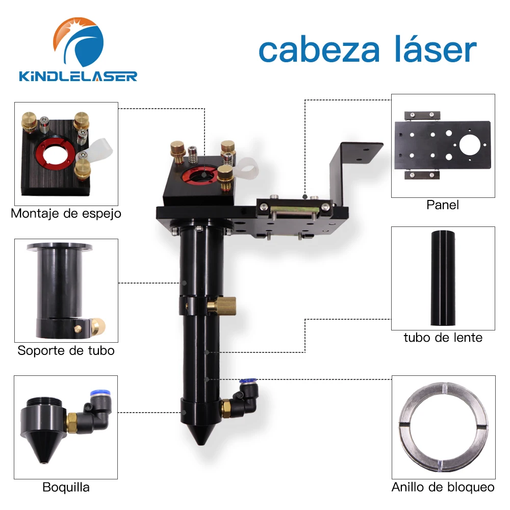 Testina Laser CO2 KINDLELASER Dia.18 FL38.1 e Dia.20 FL50.8 / 63.5/101.6mm supporto per macchina da taglio per incisione Laser (nero)