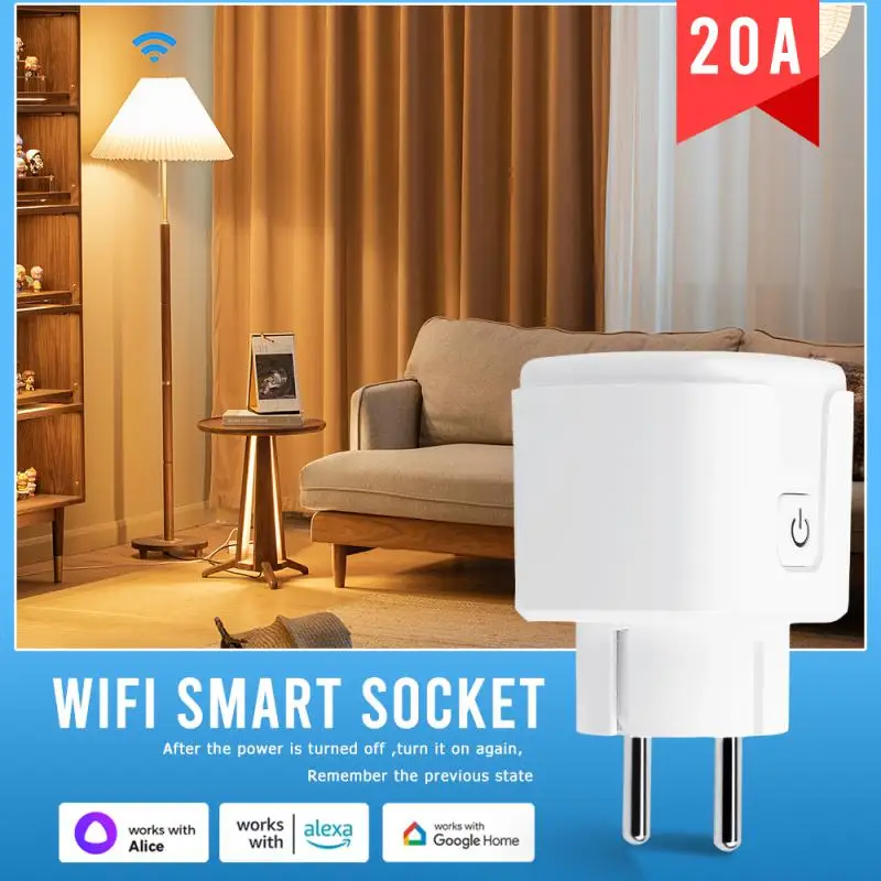 EWelink WiFi Smart Plug 20A EU Smart Socket With Power Monitor Timing Electrical Socket Support Alexa Google Home Yandex Alice