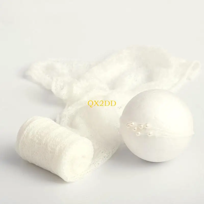 QX2D Newborn Photography Props Posing Blanket Pearl Headdress for Baby Photoshoot Background Decoration DIY Photo Backdrop