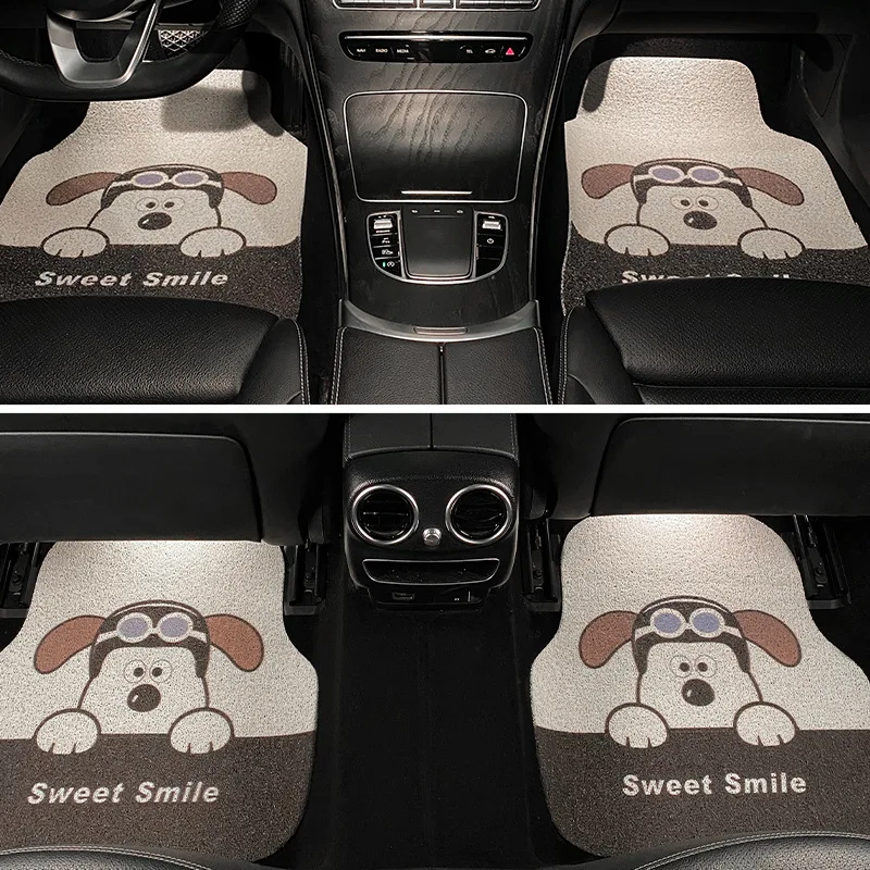 Car Floor Mats Flying Dog Wire Rings Universal Single-chip Main Driver Anti-dirty Decorative Interior Car Mats Rear Floor Mats