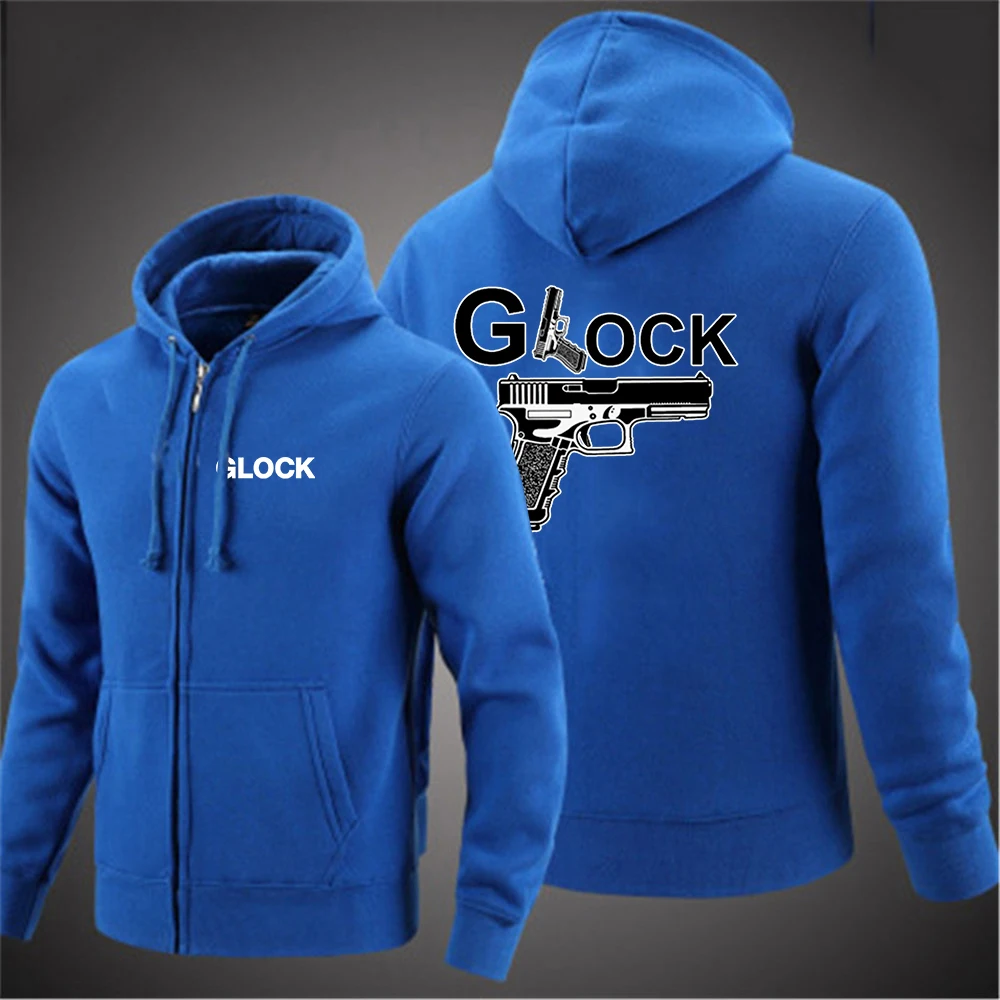 2024 Glock Perfection Shooting Print Men Hoodies Spring Autumn Coat Solid Color Zipper Fashion Pullover Sweatshirts Harajuku Top