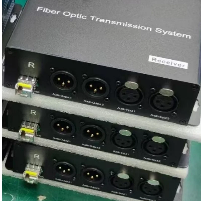 2CH Balanced XLR Bi-Directional Audio Fiber Optic Converter Line Level Audio with SFP LC Fiber Connector