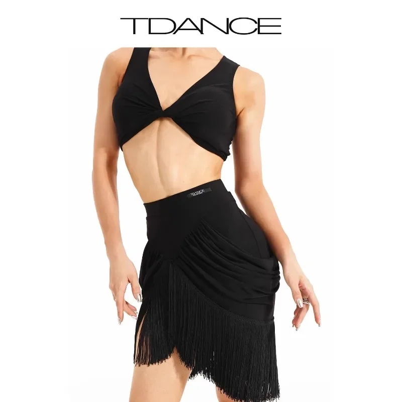 Customized National Standard Practice Clothes Twisted Tank Top Versatile for Class Inner with Chest Mat Women latin dance dress
