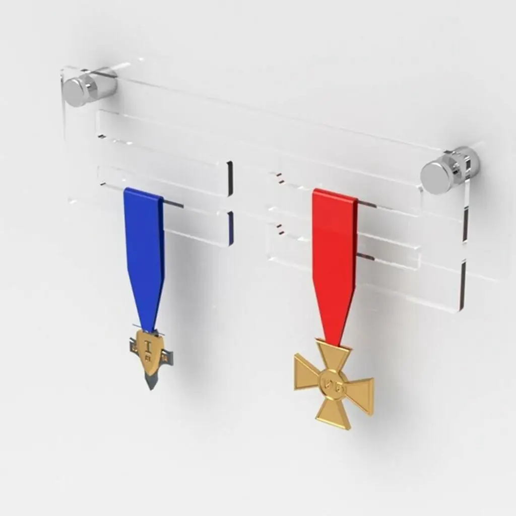 メダル ハンガー ホルダー ディスプレイ ラック 3 段 30x10cm 多くのメダルを収納可能 クリア