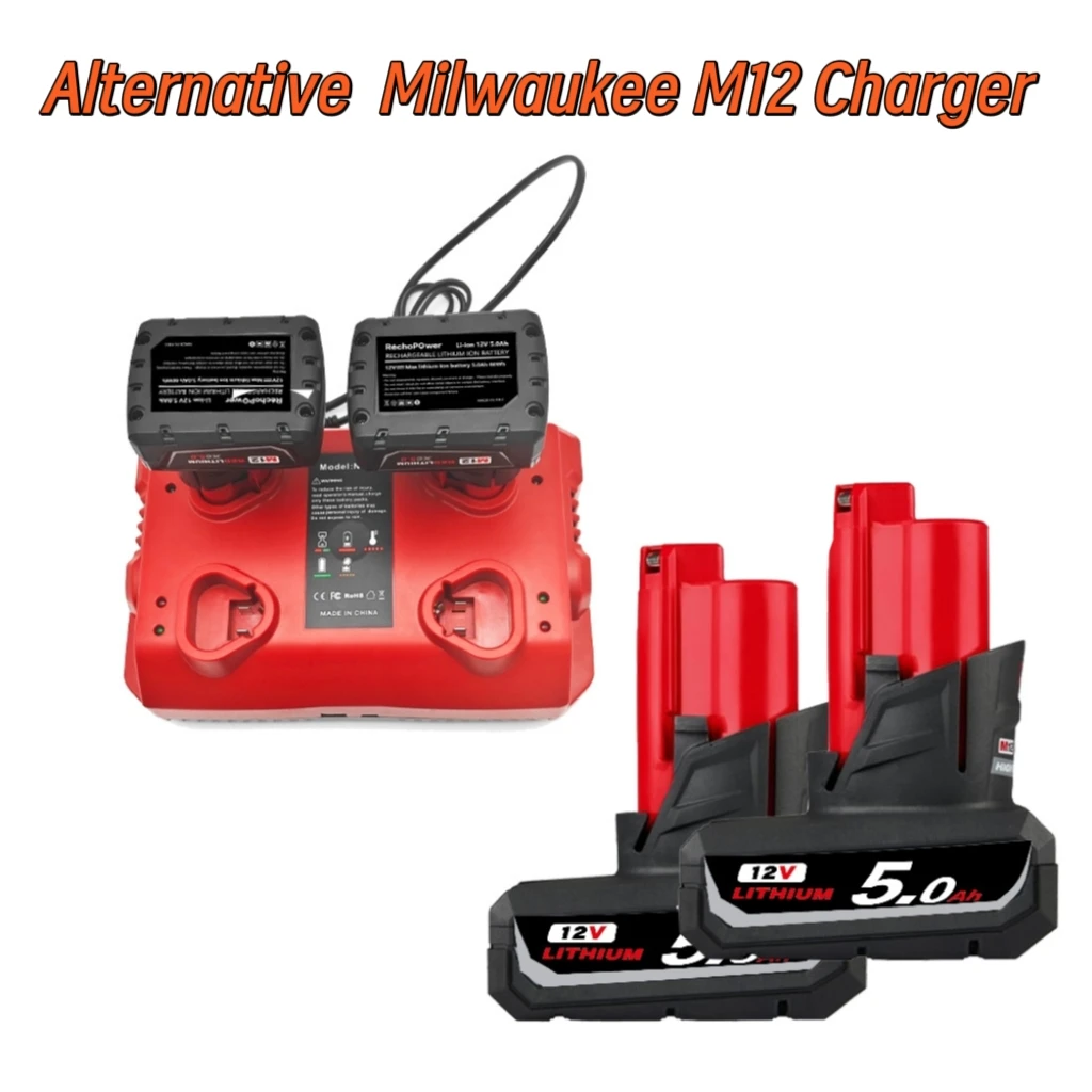 

Victpower For 1pcs Milwaukee M12 12V 4-Slot Fast Charger with USB-C&USB Ports - Charge 4 Batteries Simultaneously + Phone/Tablet