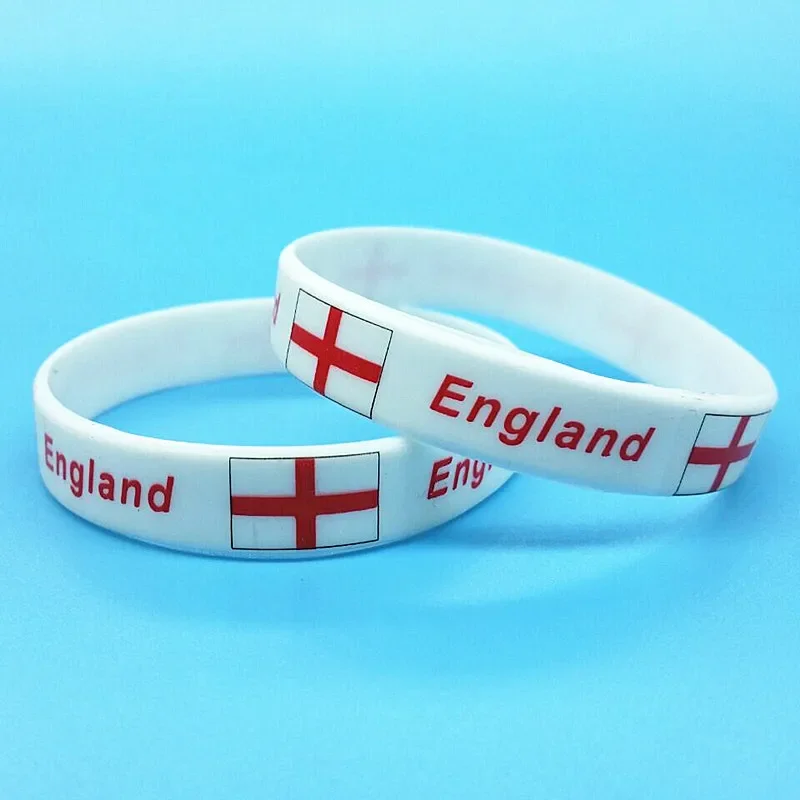 2pcs England Flag Silicone Bracelets Sports Wristbands National Flags Wrist Strap for Men Women Rubber Band Fashion Accessories