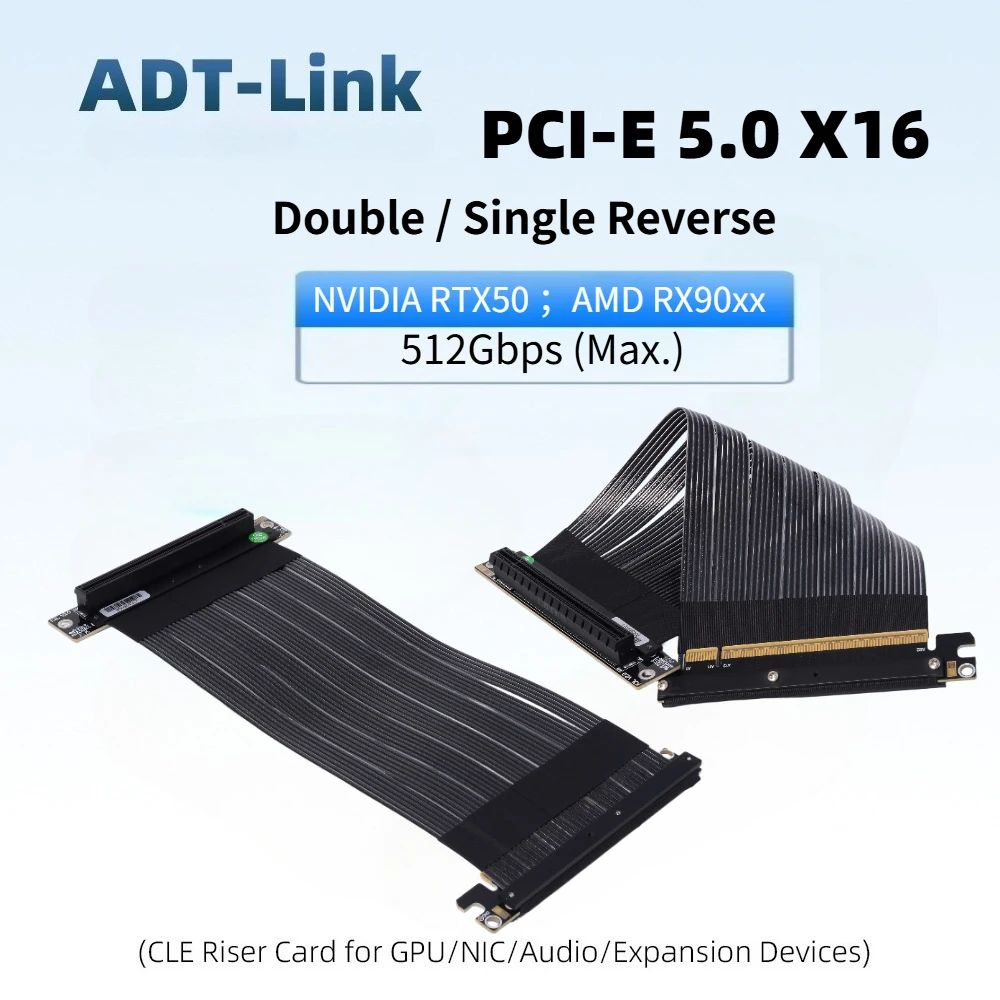 Custom Gen5 PCI E 5.0 X16 Reverse 90 GPU Extension Riser Cable 512Gbps for NVIDIA RTX50 AMD RX90 Graphics Card Mini ITX A4 Case