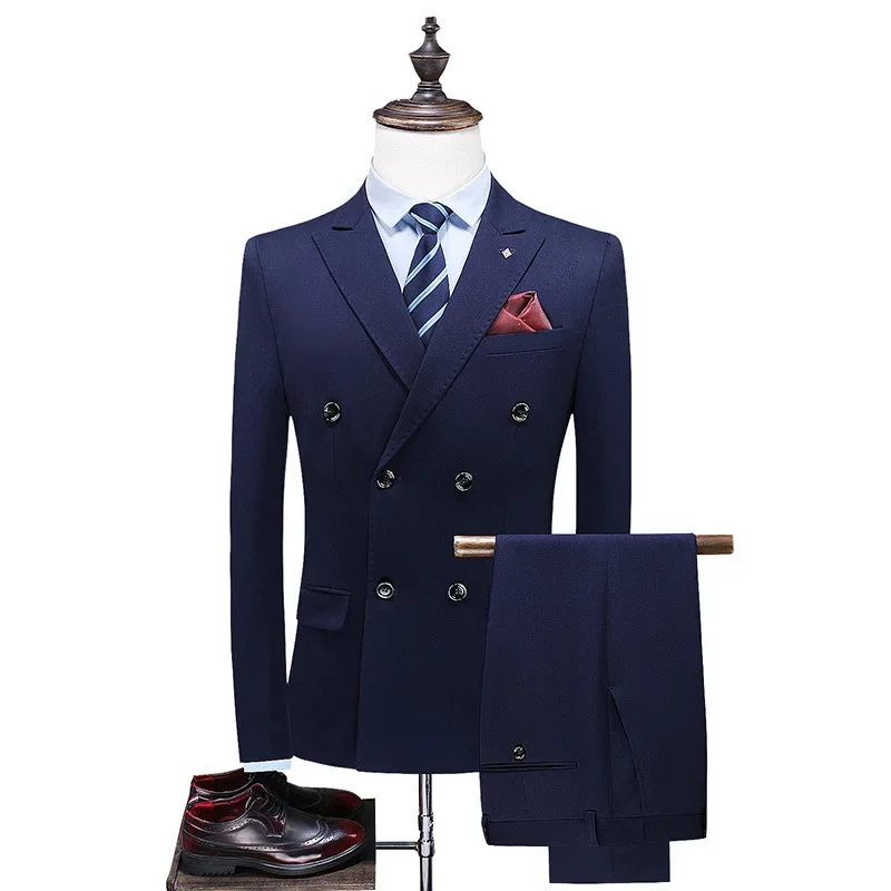 New Light Luxury Fashion Men's Wedding Groom Set Business 3-piece Set New Formal Korean Slim Fit Set Tailcoat Men's Set