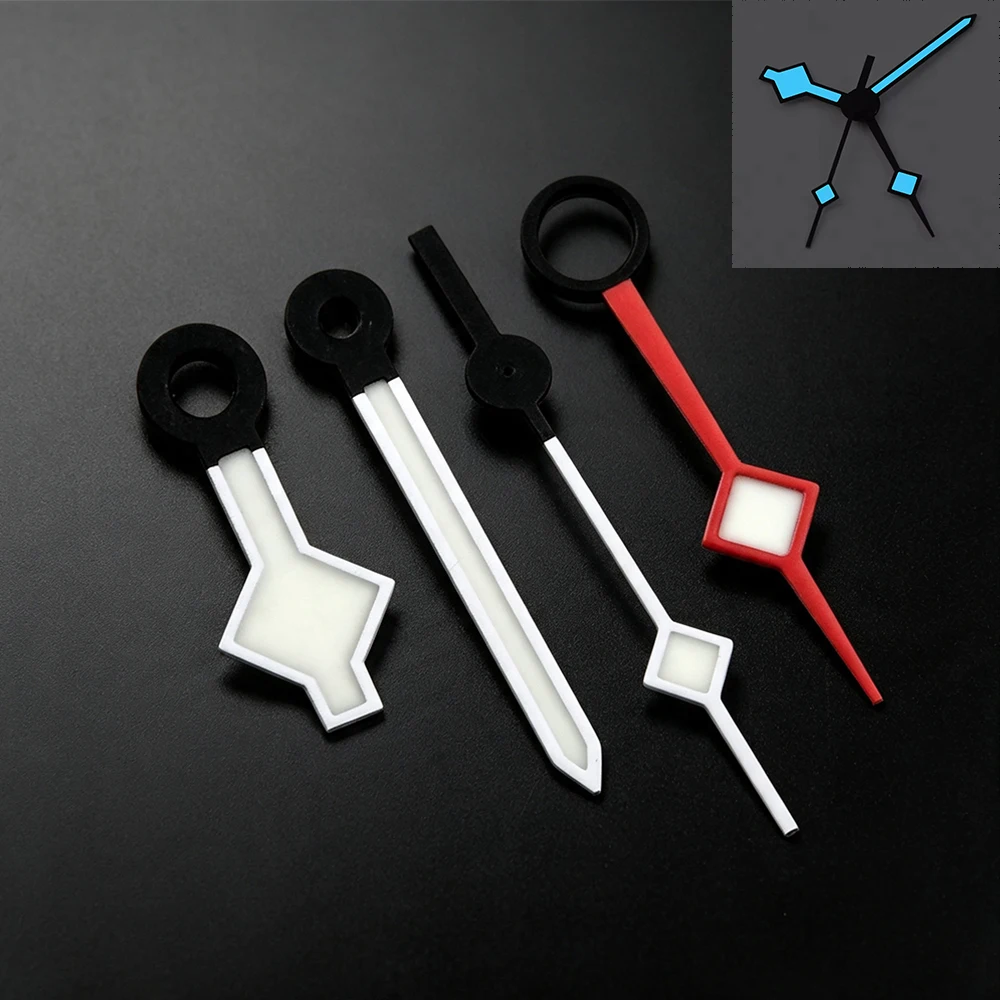 BGW‑9 Blue Luminous Snowflake GMT Watch Hands 4‑Piece Replacement Pointer Set Compatible with NH34 Movement