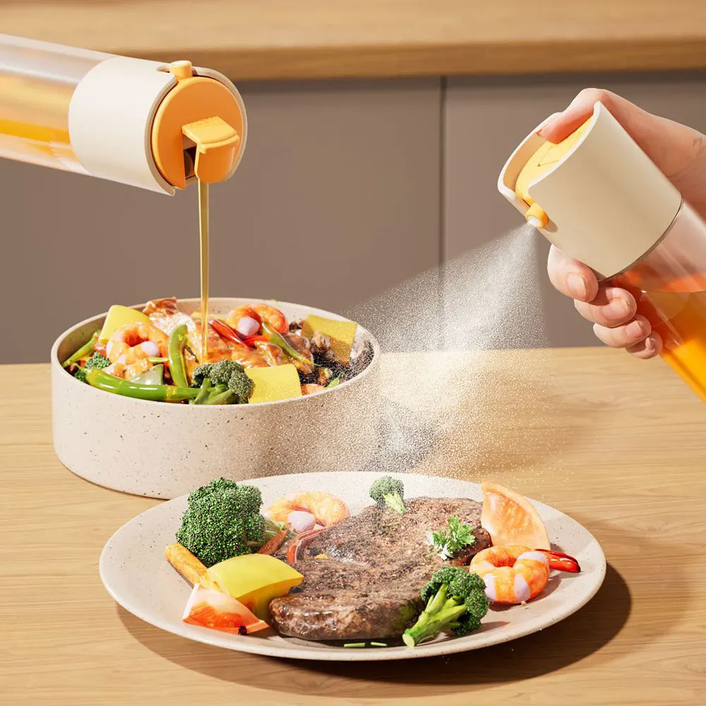 

2 In 1 Glass Oil Sprayer and Dispenser, 285Ml Oil Spray Bottle for Cooking