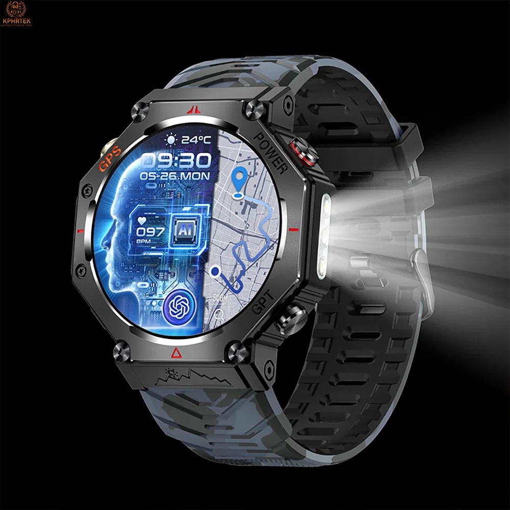 

Kc91 Smart Watch New Gps Movement Track Ai Voice Multi-Function Outdoor Flashlight Bracelet