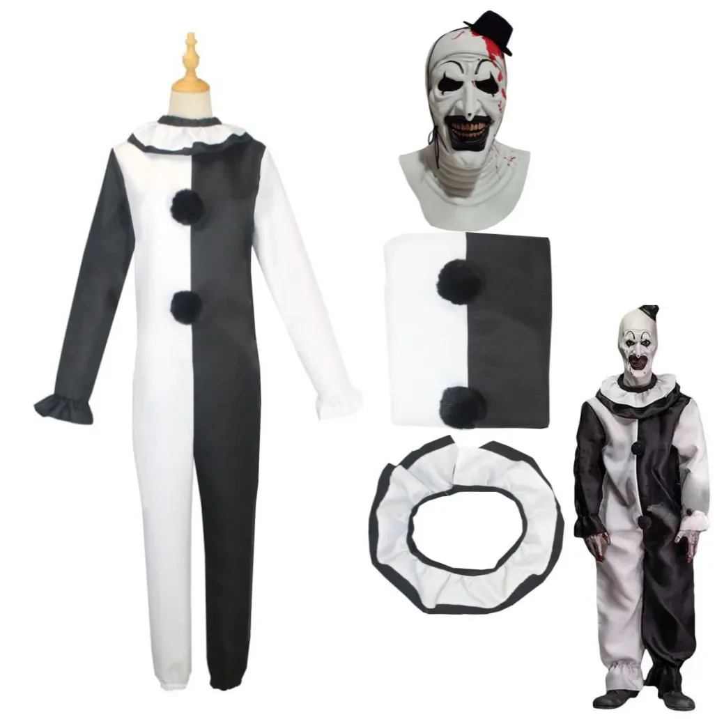 Disfraz de payaso de arte para hombres y mujeres, Cosplay de película, Terrifier 2, máscara de mono, máscara de Halloween