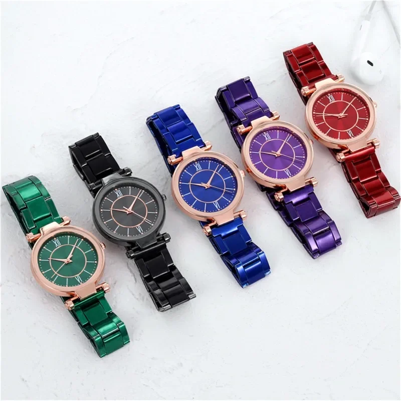 Luxury Rose Gold Stainless Steel Watches Female Classic Round Dial Quartz Watch Women Business Wristwatches Wrist Jewelry Reloj