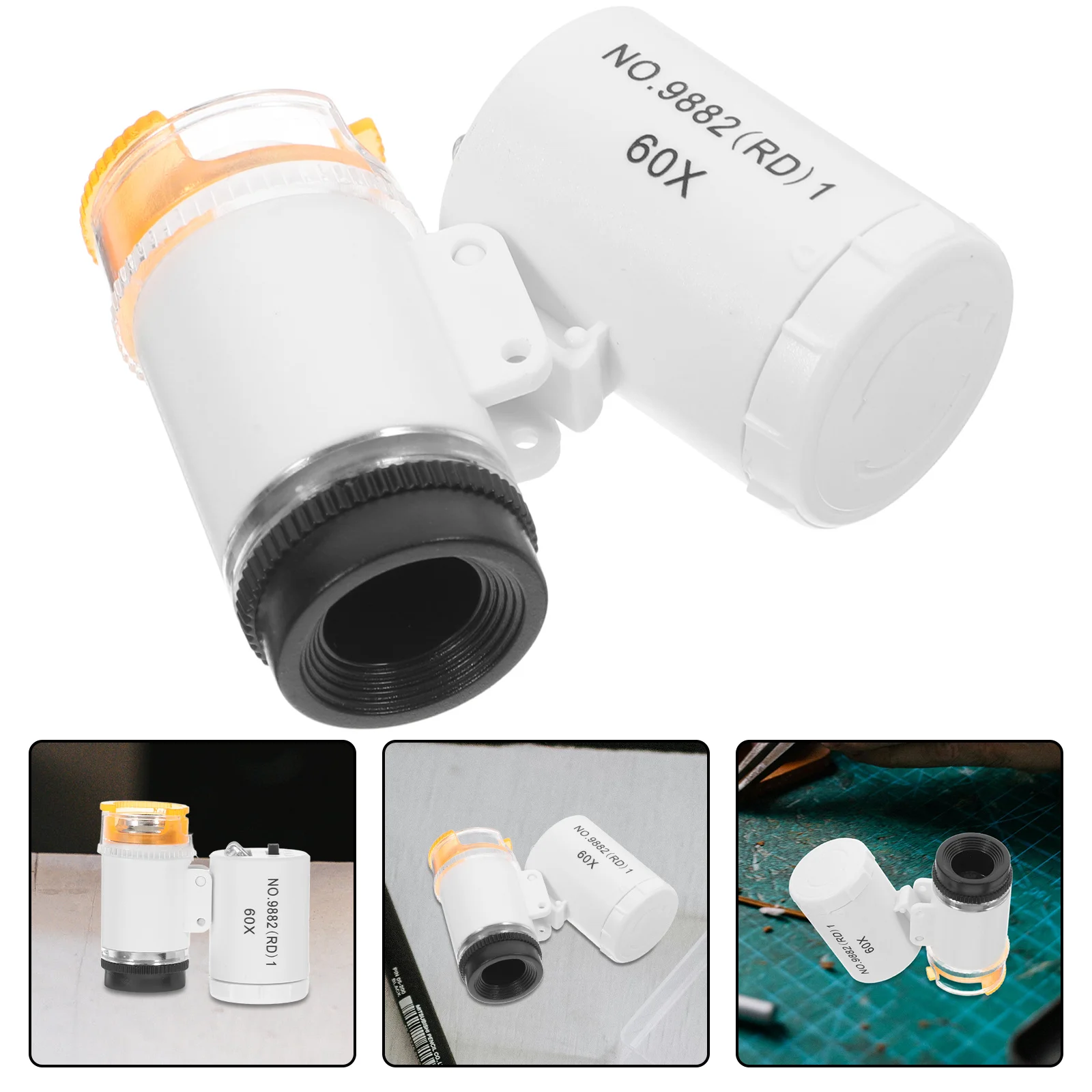

60X Portable Magnifier Microscope with LED Lights for Jewelry Textile Inspection Hand Held Mini Scope for Adults