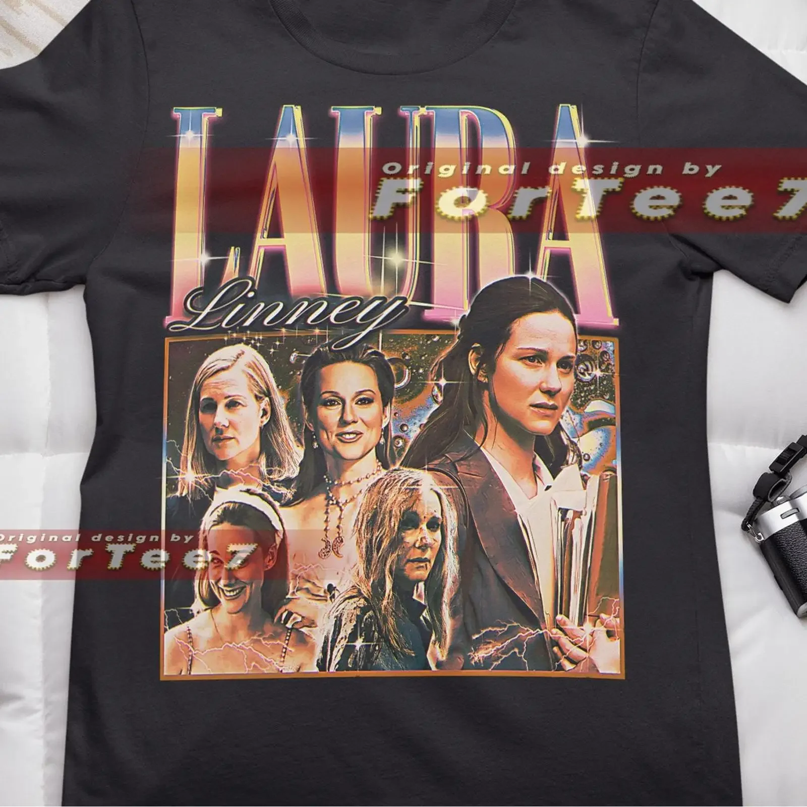 Vintage Laura Linney Retro 90s Bootleg T Shirt Casual Actress Fans Streetwear vintage Washed Soft graphic Versatile Slightly