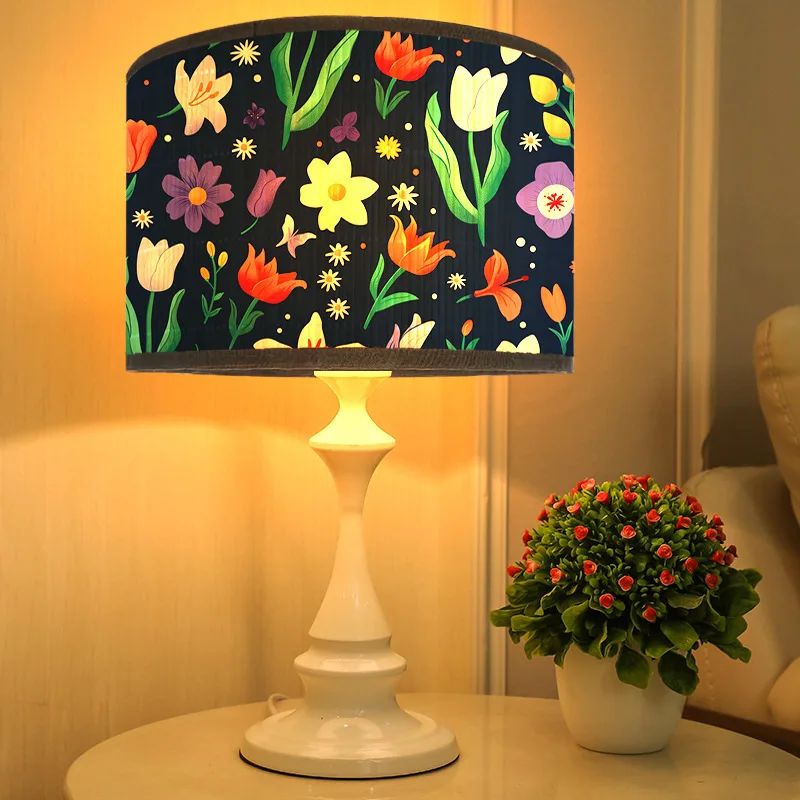 

Bamboo Lampshade Printed Pattern Table Lamp Cover Home Lighting Fixture Decoration
