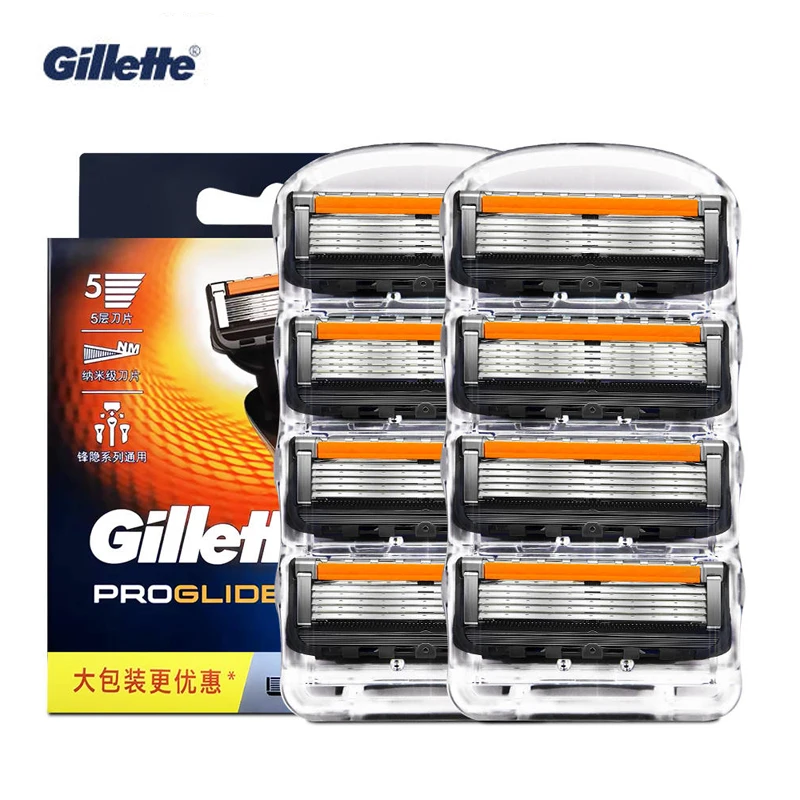 Gillette ProGlide Razor Refills for Men 5 Layers Blade Flexible Shave with Lubricating Strip 8 Razor Blade Refills/pack