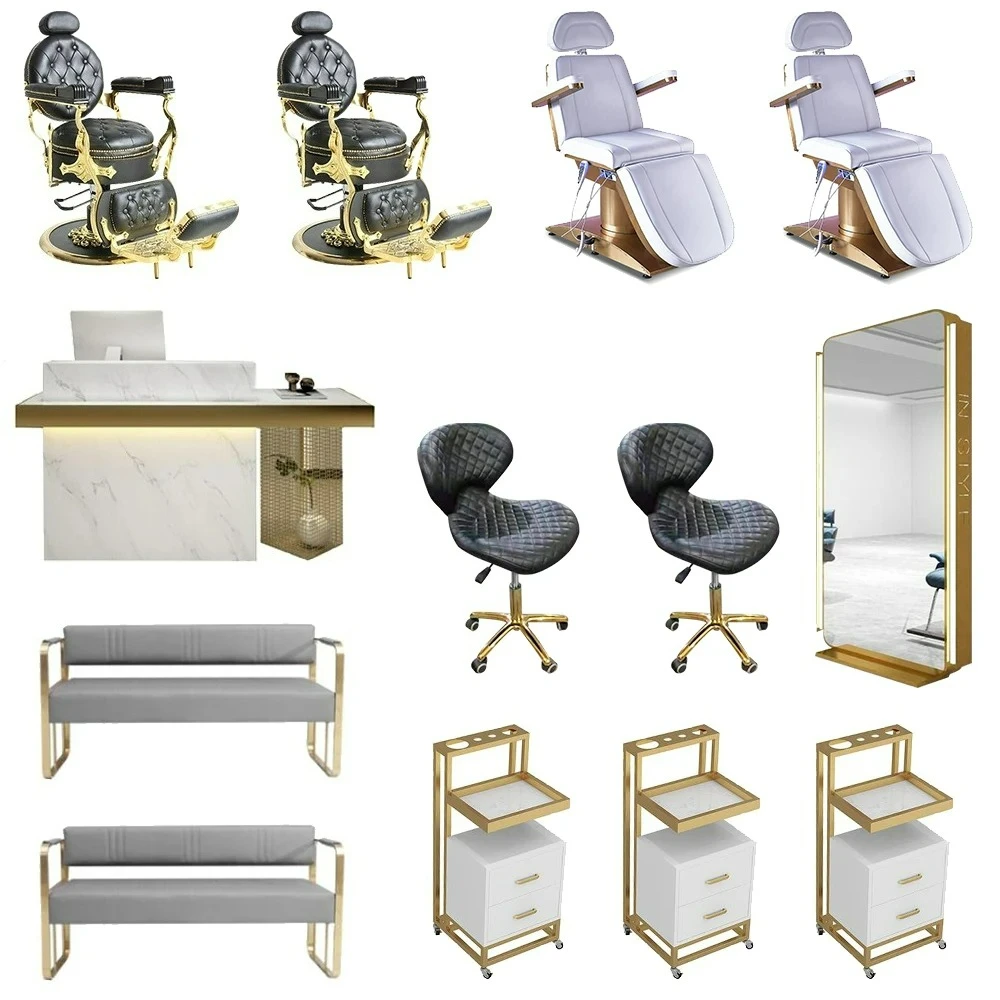 Customizable Factory Comfortable Attractive Hair Salon Furniture Set Metal Stainless Steel Barber Chair