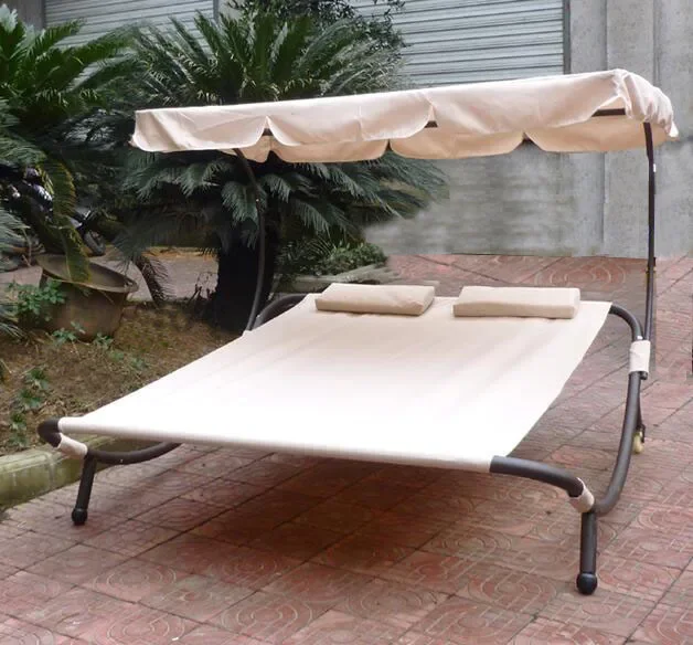 Outdoor Patio Swimming Pool With Wheels Double People Large Sunshade Bed Sunbed