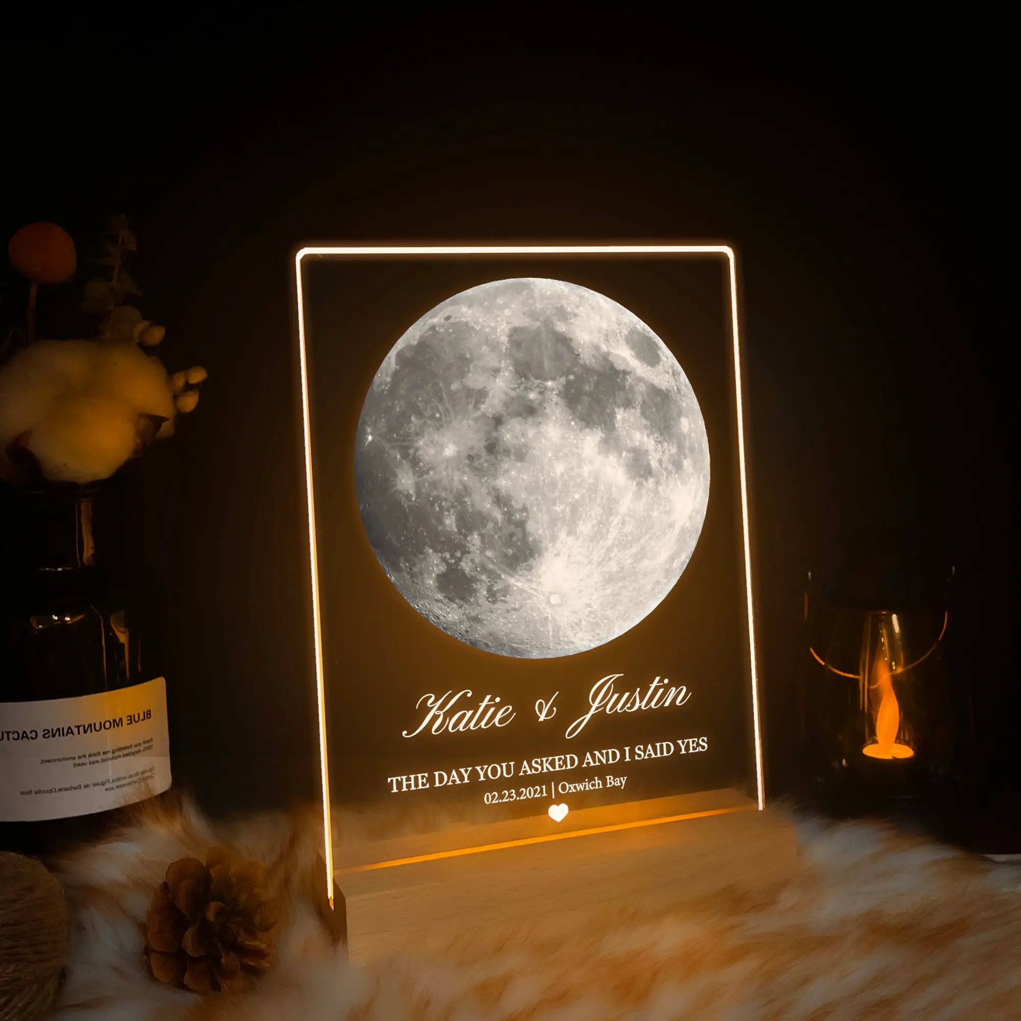 Personalized Moon Plaque Custom The Night We Married Acrylic Board Anniversary Birthday Astrology Night Sky By Date Gift