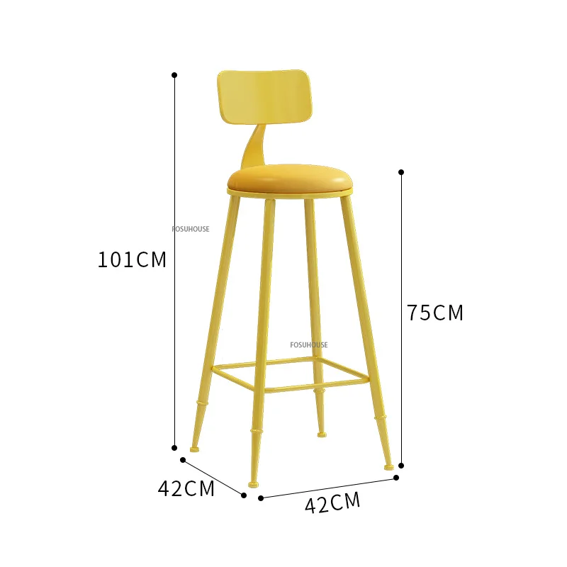 Design Nordic Bar Stool Minimalist Metal High Legs Modern Stylish Bar Stool Counter Backrest Kitchen  Home