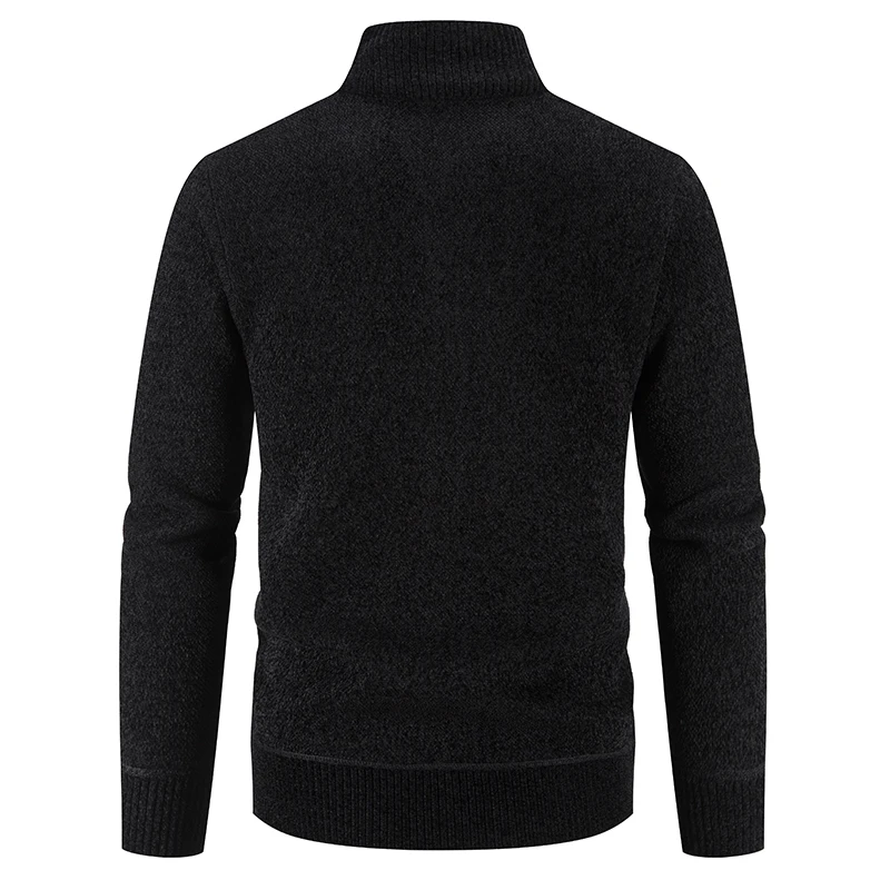 Nova Jaqueta Casual para Homens Camisola Cardigan Slim Solid Stand Collar Zipper Primavera Inverno Grosso Quente Roupas Masculinas