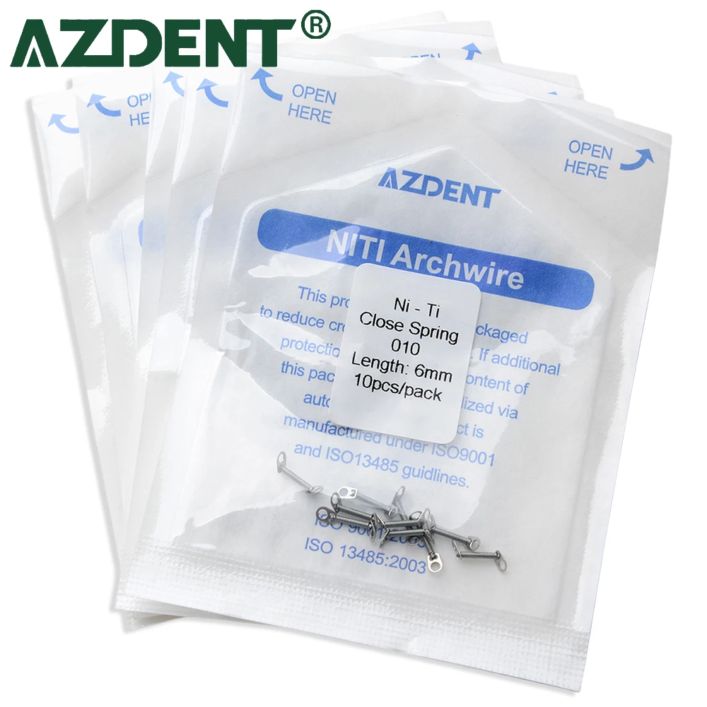 5Packs AZDENT Dental Ni-Ti Close Spring Multiple Sizes Available 10 Pcs/Bag Ortho Nickel Titanium Archiwire Orthodontic Material