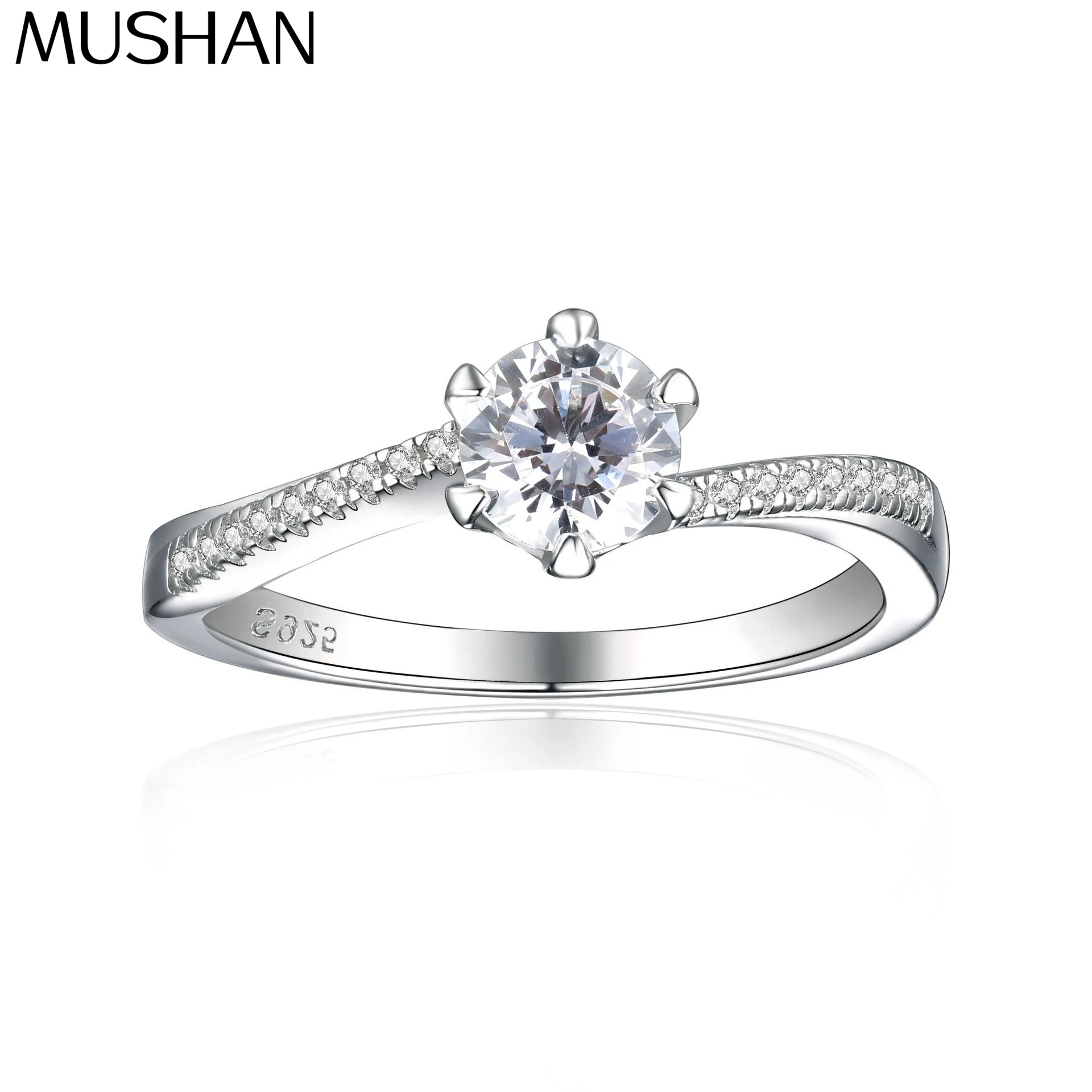 

MuShan Jewe lry 925 Ster ling Silver Rings Bands Engasement Ring 5A Cubic Zirconia Valentine Rings Bands Amniversary Women Gift