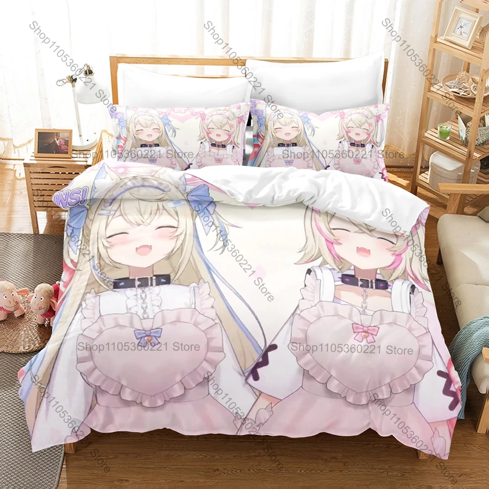 Cool Cute Bau Bau Fuwamoco Bedding Set 3-Piece Cartoon Duvet Cover Set Bed Pillowcase For Bedroom All Season Kpop Cartoon