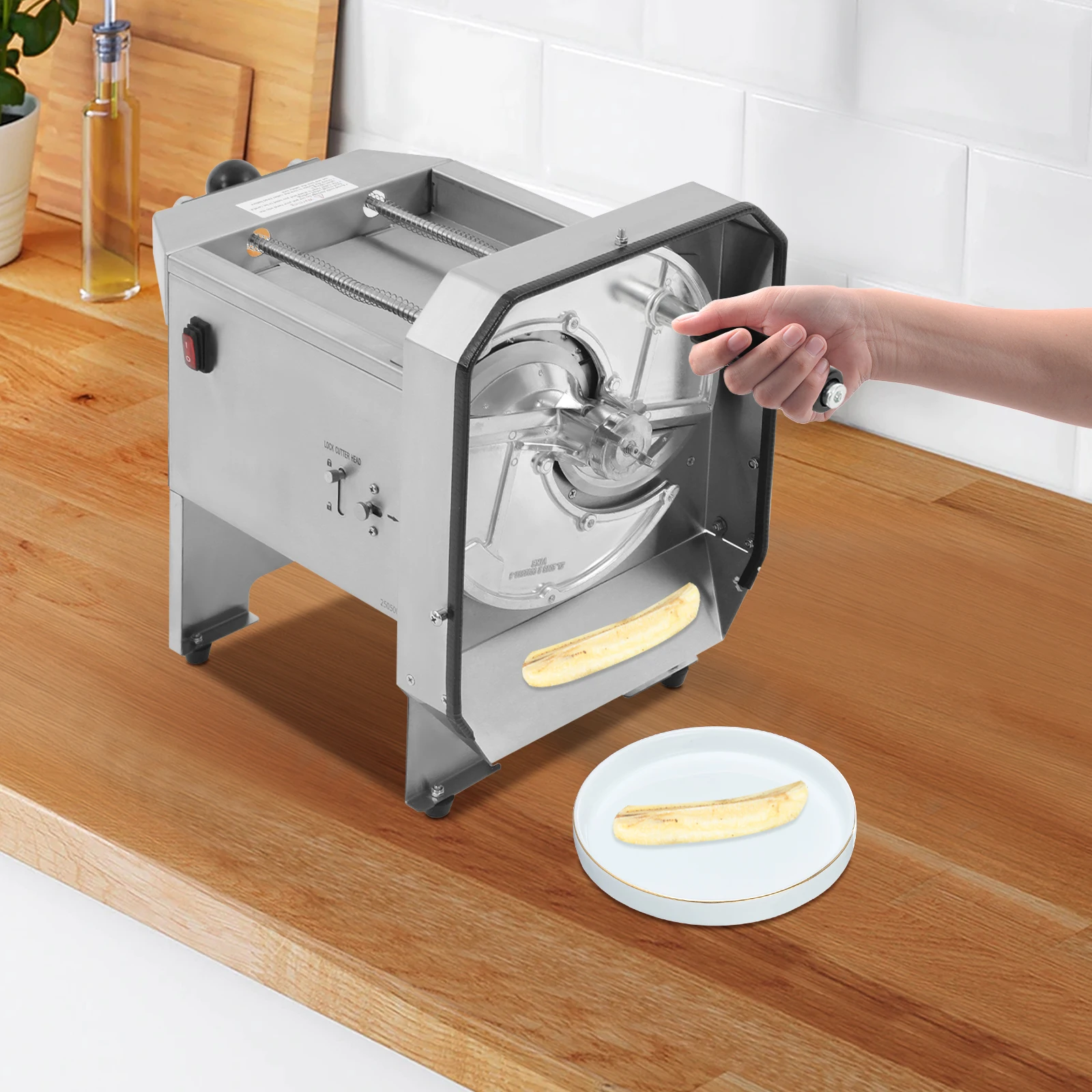 

Commercial Electric Banana Slicer 72W 0-9mm Adjustable Thickness for Restaurants and Bubble Tea Shops with Dual Operation Modes