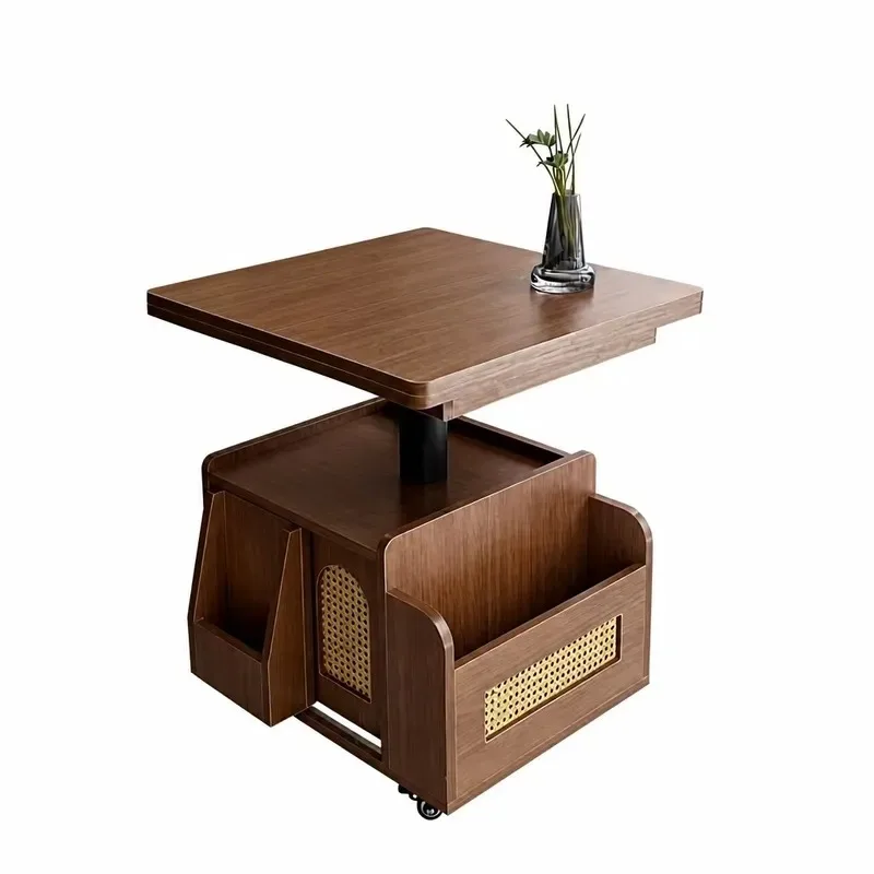 Antique Adjustable Folding Wooden Side Table Movable Corner Cabinet