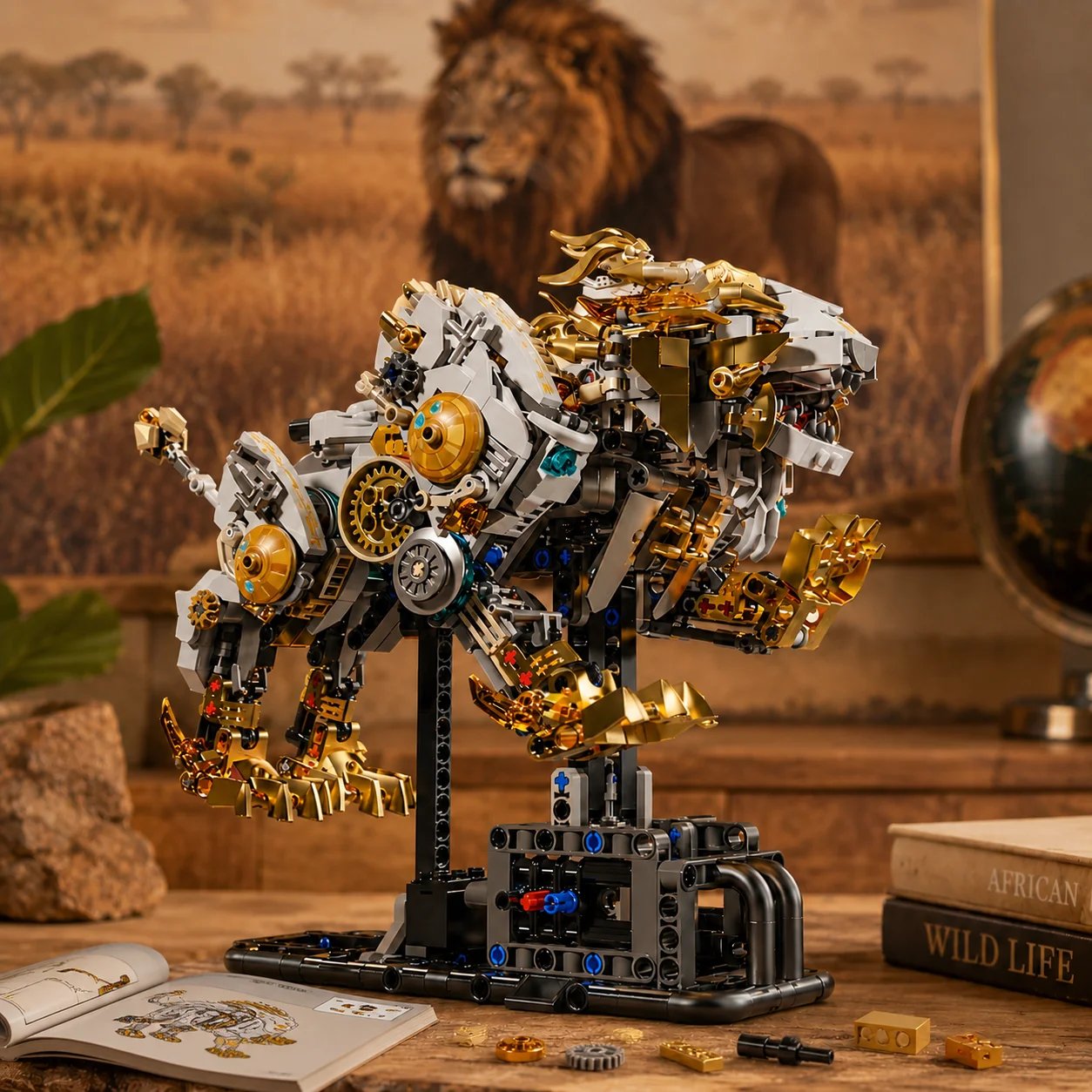 

Creative Mechanical Lion Building Blocks Set STEM Educational Toys Kit DIY tabletop decorations Gift For Boys Girls 1073PCS