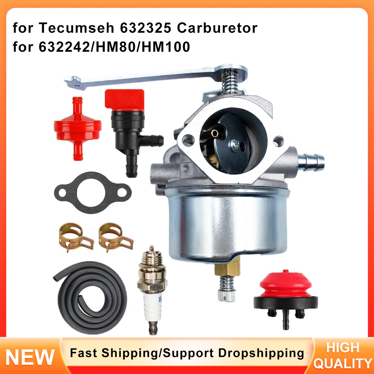 

Carburetor Kit for Tecumseh 632325 - Replaces 632242 - Fits HHM80 HM80 HM100 107cc Engine