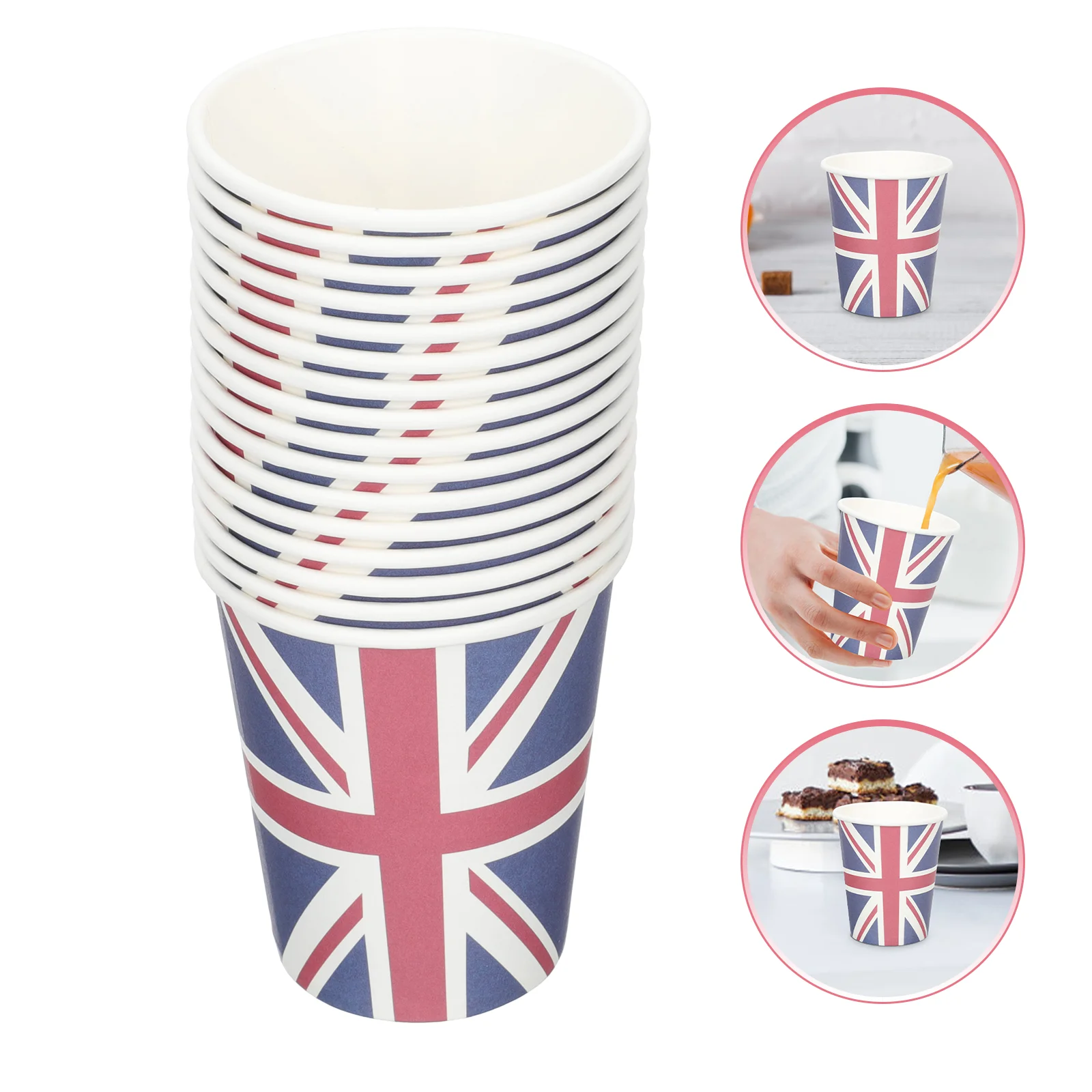 16 Pcs British Flag Paper Cup Party Cups Union Jack Water Brown Tablecloth Printing Coffee Ornament Drinking Home Supplies