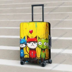 Three Cats Suitcase Cover Flight painting Animal Elastic Luggage Supplies Travel Protector