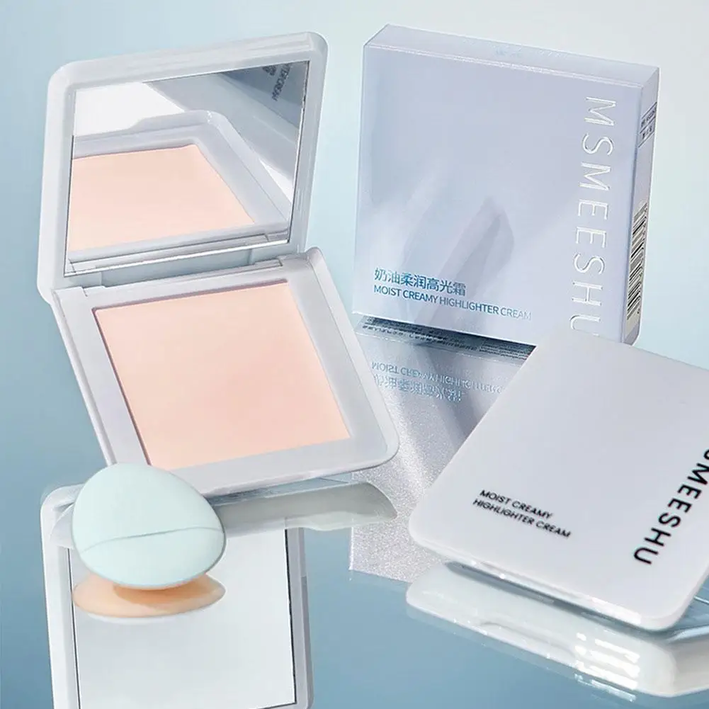 Kremowy rozświetlacz do twarzy, róż do policzków z puszkiem, naturalny blask, korektor, różowy rozświetlacz w kremie, makijaż rozjaśniający koloryt skóry P2B4