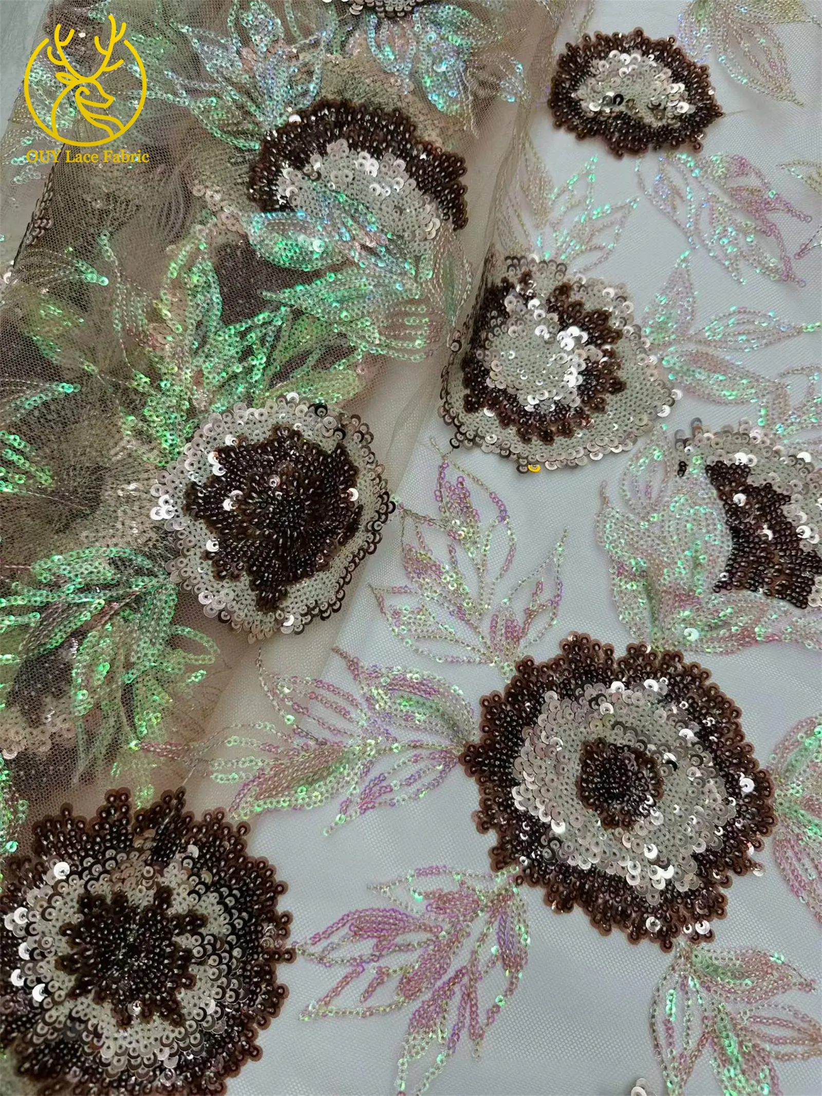Luxuriöser afrikanischer Spitzenstoff 2026, schwarzer nigerianischer Spitzenstoff mit Perlen und Pailletten für Damen, elegantes Partykleid, Nähzubehör, 5 Yards – Detail 19