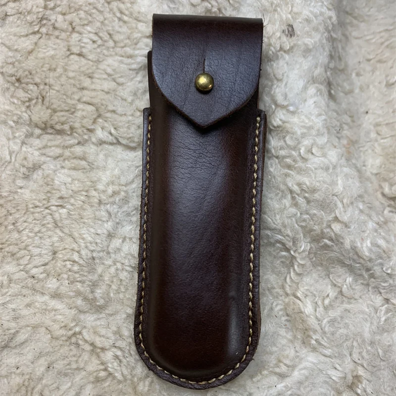Hand-stitched Knife Case Genuine Leather Scabbard Cover for Opinel NO.8 111MM Knife Shell Storage Case Protection Shell
