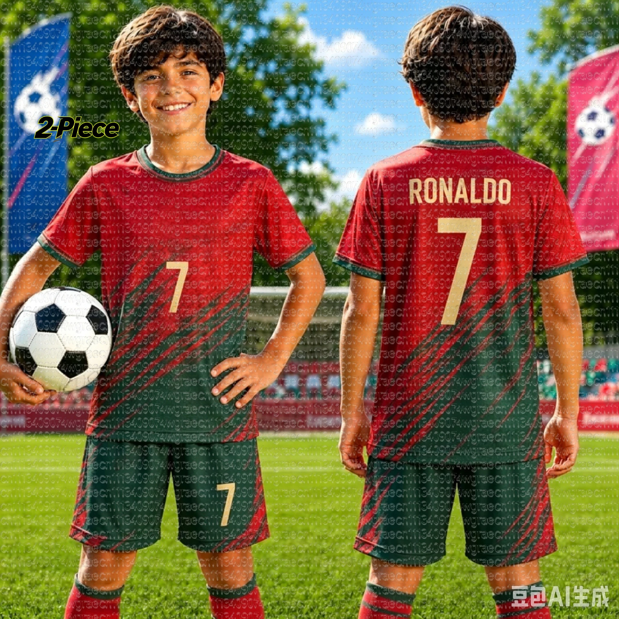 2026 Spezial Nr. 7 Ronaldo Fan Fußballtrikot und Shorts Set für Damen, Herren und Kinder – Portugal Fan-Outfit für den Sommer, 2-teiliges Set – Detail 7