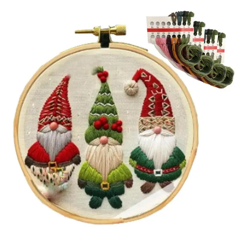 Christmas Embroidery Kit Easy Embroidery Kit for Beginners Hand Embroidery Kit Christmas Novice Embroidery Kit Gnome Embroidery