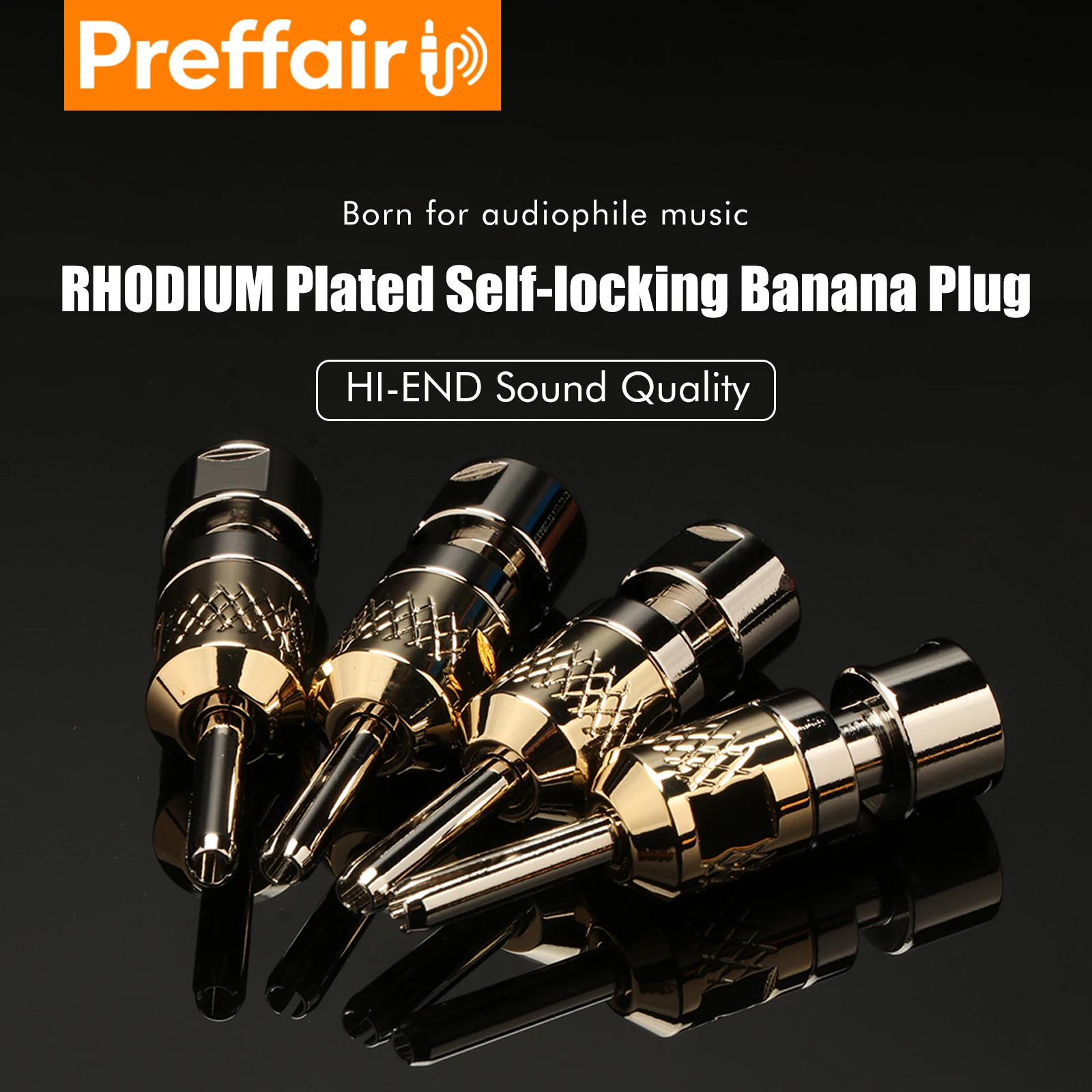 4pcs Preffair Rhodium plated Banana Plug adapter to y Spade Plug Jack Connector for Amplifier Speaker