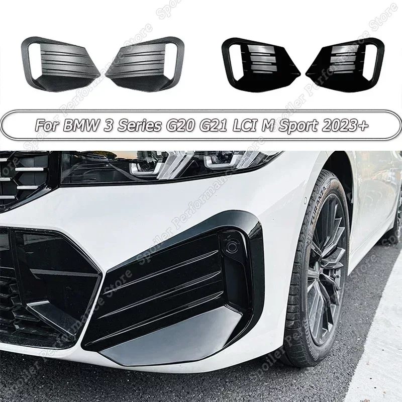 

Front Bumper Lip Splitter Fog Lamp Trim Body Kit Tuning Gloss Black/Carbon Look For BMW 3 Series G20 G21 LCI M Sport 2023+ ABS