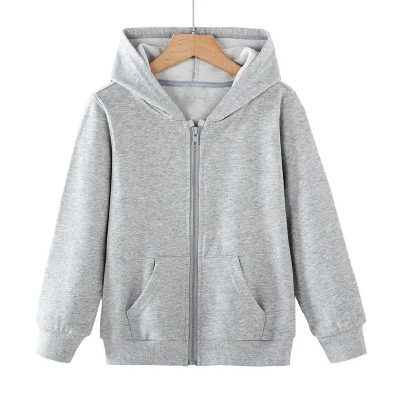 Kids' Girls Boys Outdoor Solid Color Top Zipper Coat Casual Hoodie Sweatshirt with Zipper Kids Jacket