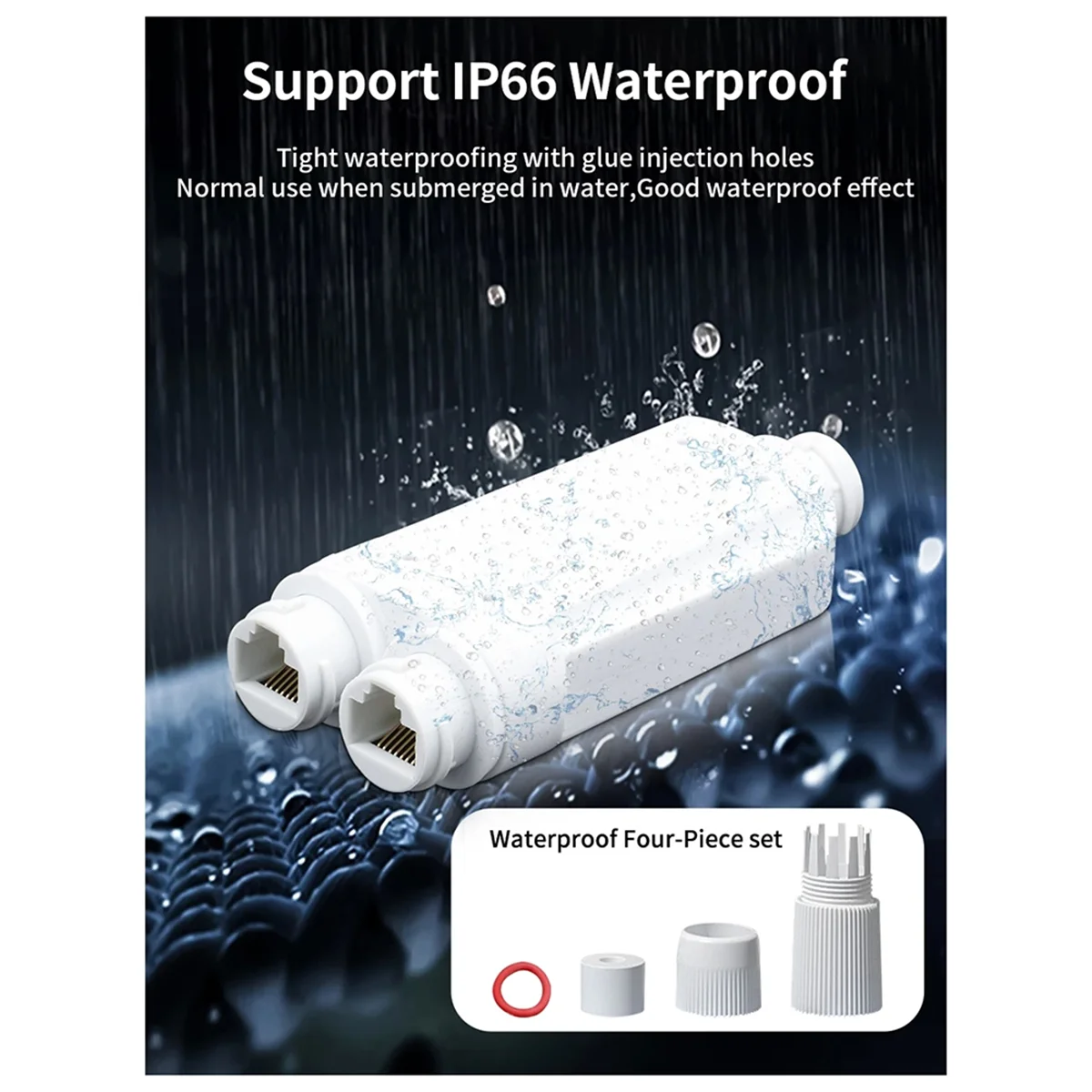 Repetidor POE impermeable de 2 puertos, extensor IP66 de 10/100Mbps de 1 a 2 PoE con IEEE802.3Af/At 48V para exteriores, para cámara de interruptor POE