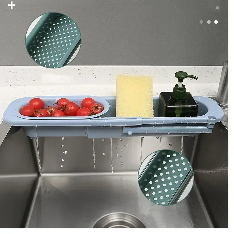 Kitchen Telescopic Sink Shelf Drainer Rack Household Organizer Soap Sponge Holder Towel  kitchen items