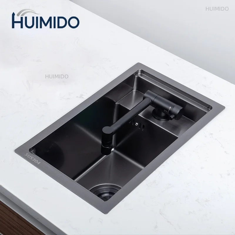 Black Kitchen sink Hidden Single bowl Bar Small Size  Stainless Steel Balcony  Concealed black kitchen