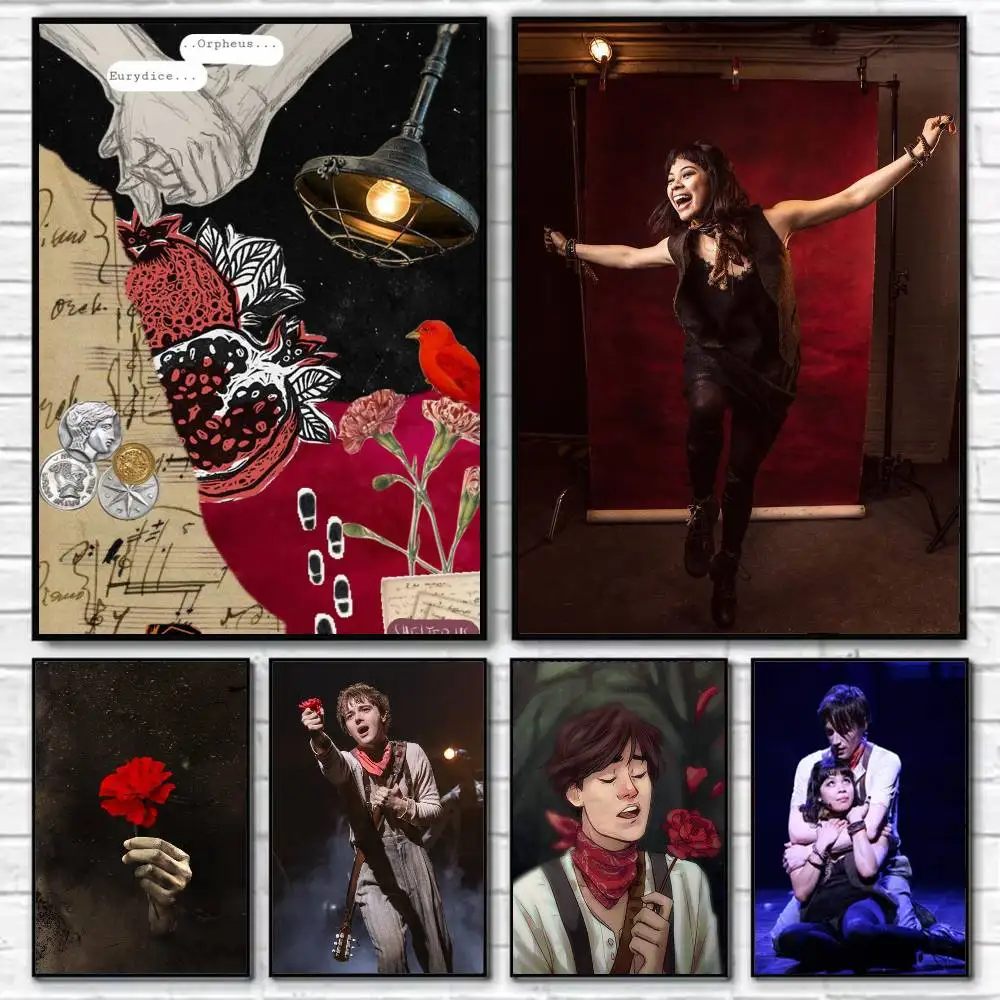 

H-Hadestown Drama Eurydice Poster Self-adhesive Art Waterproof Paper Sticker Coffee House Bar Room Wall Decor